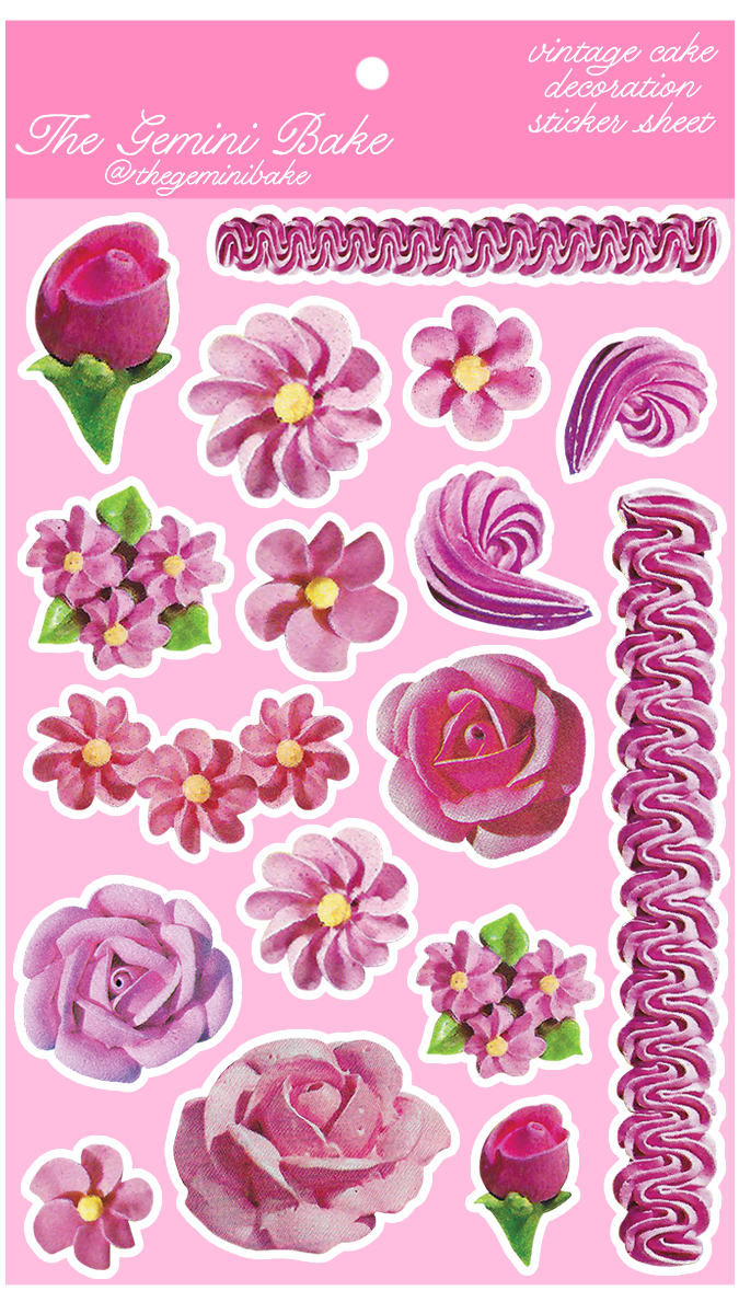Vintage Pink Frosting Sticker Sheet