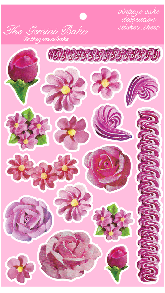 Vintage Pink Frosting Sticker Sheet
